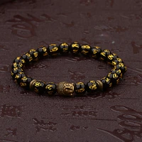 womens retro tibetan black beads carve mantra om mani amulet bracelet men vintage buddhist meditation jewelry ab285