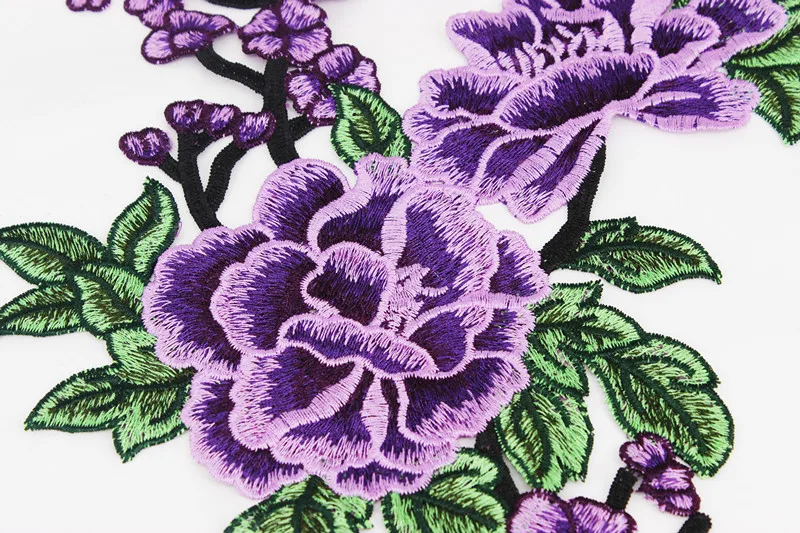 1 пара розовых/красных/желтых зеленых вышивных аппликаций нашивки Цветочная