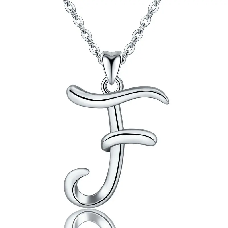 add 18 inch chain F EUDORA 925 пробы Серебряное ожерелье с подвеской в виде буквы E& F для женщин и мужчин модное персонализированное серебряное ювелирное изделие подарок CYD109 - Окраска металла: add 18 inch chain F