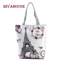 miyahouse candy color flower print shoulder bags female leisure tower design beach bags summer style women canvas tote handbag