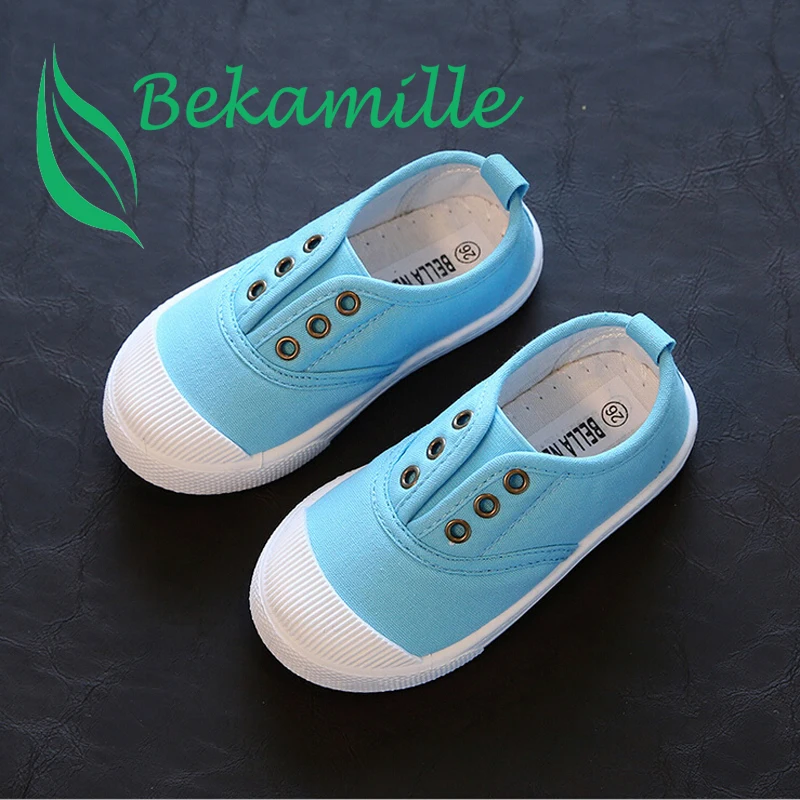 Bekamille/модные парусиновые кроссовки для мальчиков и девочек; детская обувь на плоской подошве; повседневные лоферы; обувь для маленьких и больших детей