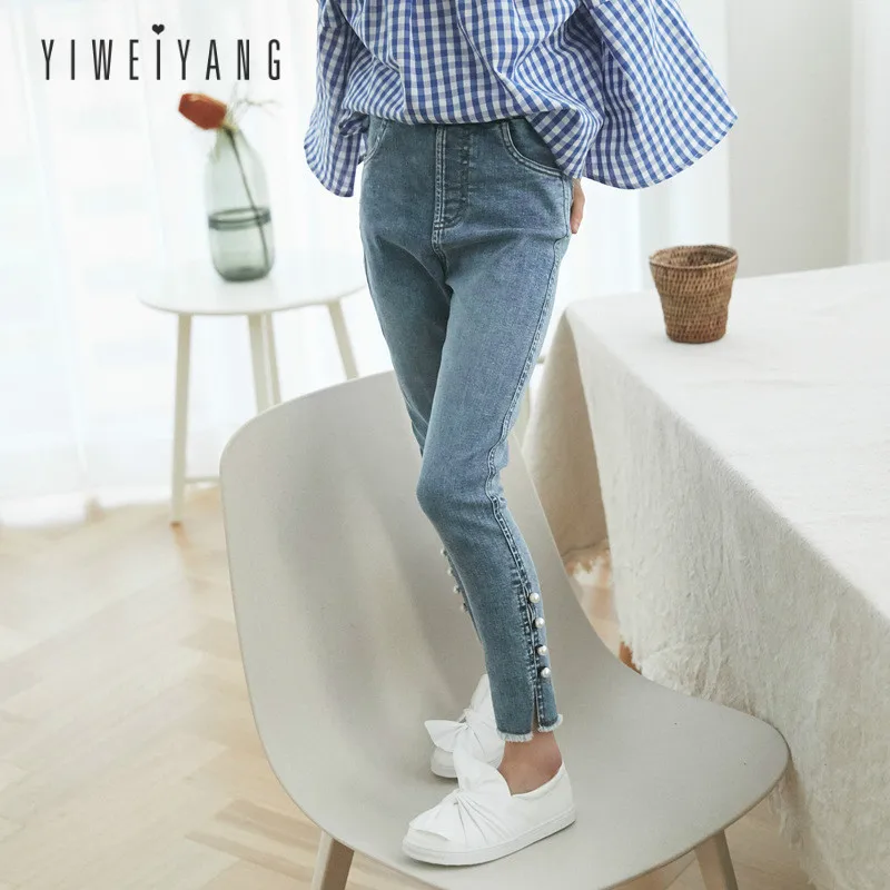 2019 г. новые летние эластичные джинсы для девочек модные корейское платье