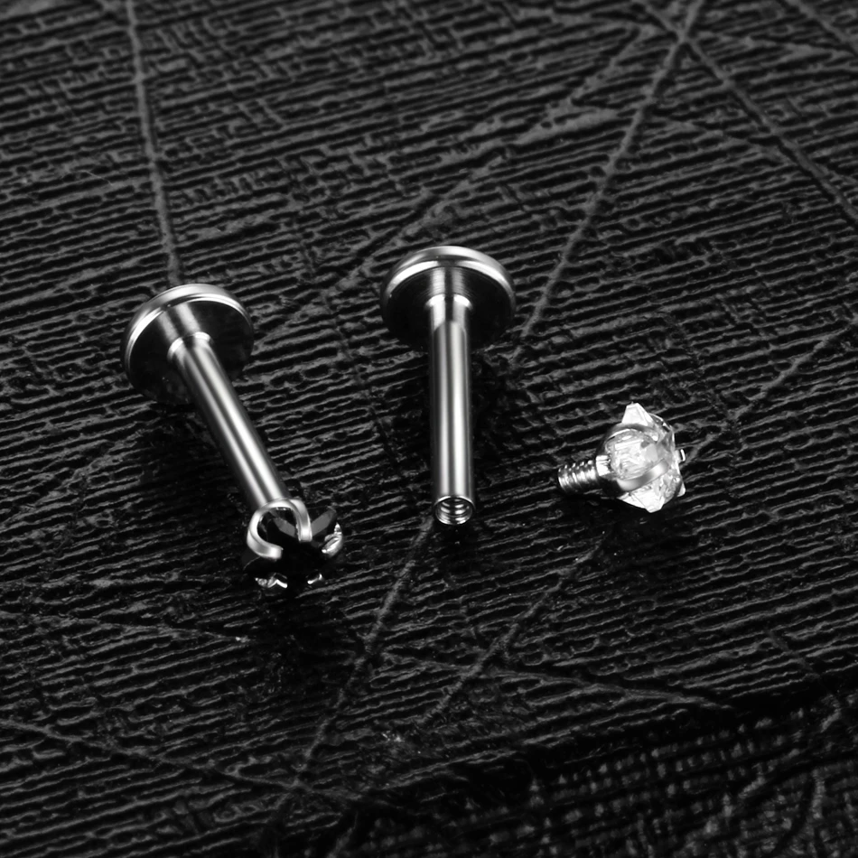 1 шт. 16 г нержавеющая сталь внутренняя нить Лабрет шпилька Helix Tragus серьги CZ