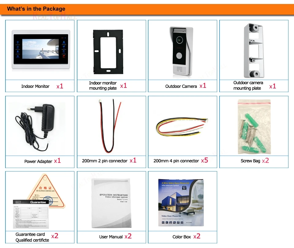 Дверная видео камера дверной звонок Система с камерой безопасности 1200TVL 1V1