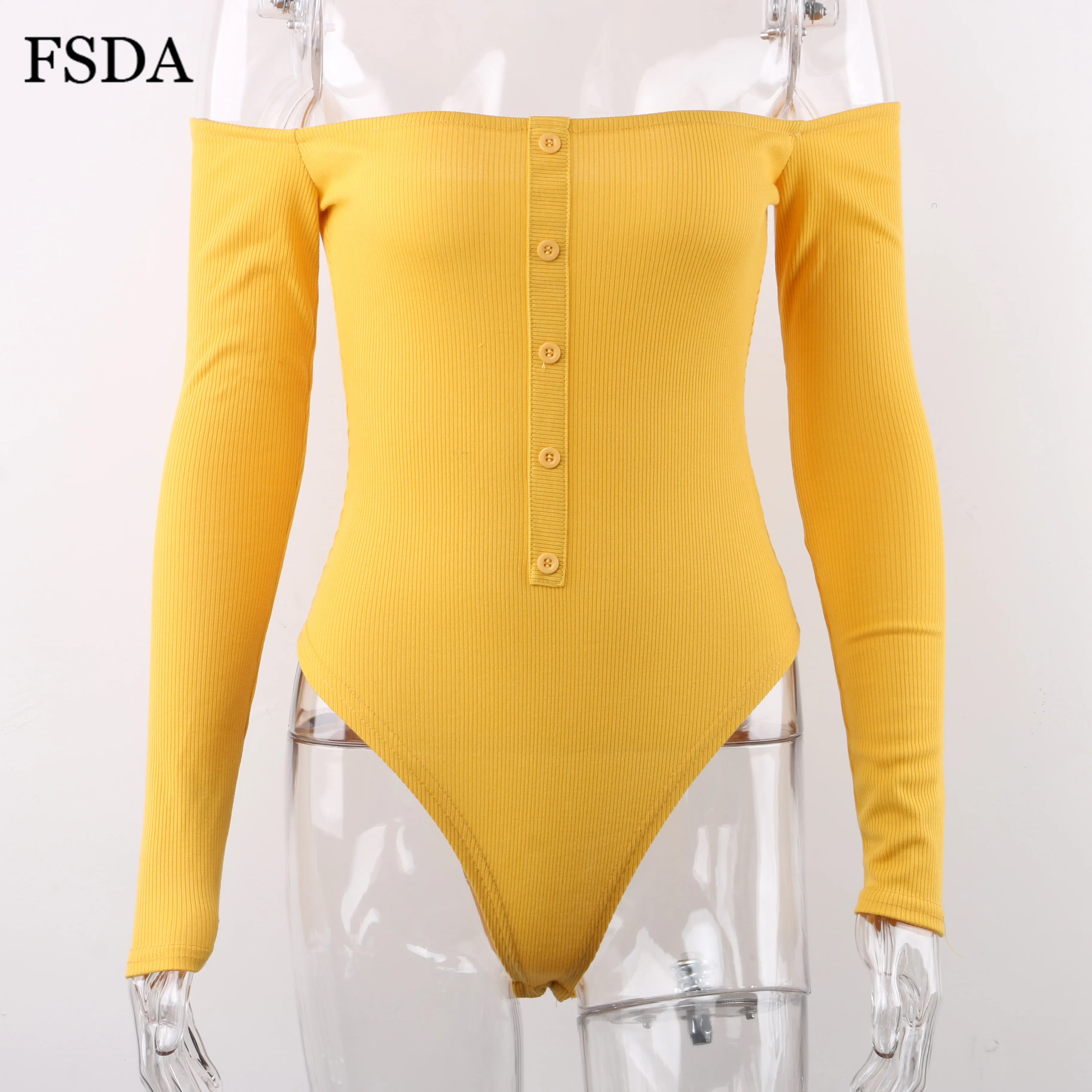 Женское боди с открытыми плечами FSDA повседневное обтягивающее открытой спиной