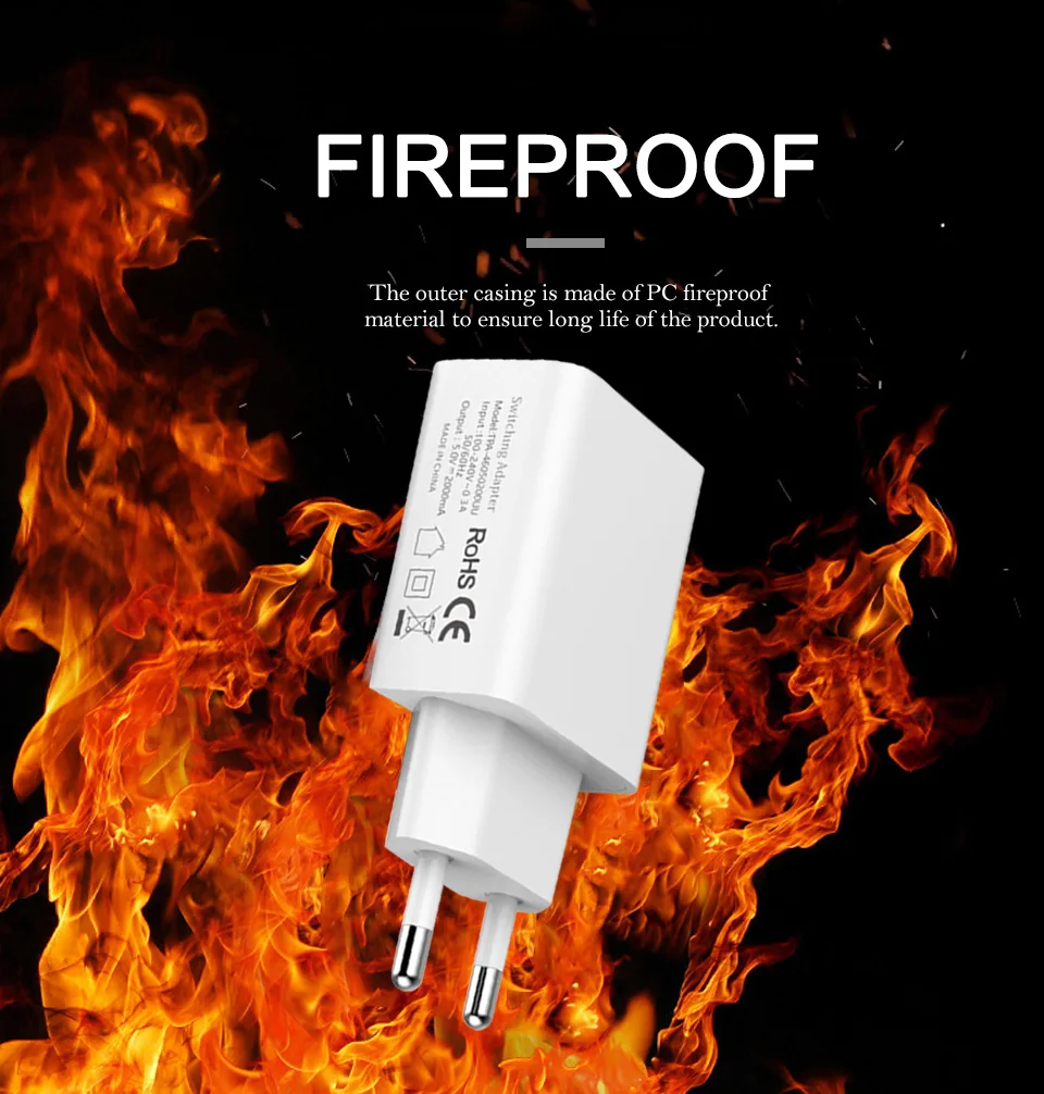 5V2A USB настенное зарядное устройство ЕС адаптер вилка путешествия в Европе Франция Испания мобильный телефон для iphone X/8/7/7 S/6/6 S/5S/5c/SE Samsug s8 s9