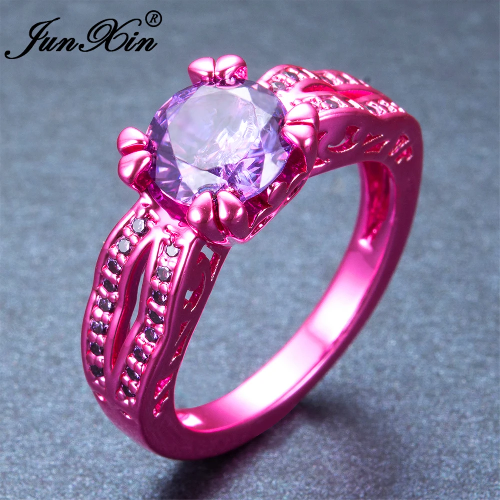 Новинка 2017 модное маленькое фиолетовое круглое женское кольцо JUNXIN для девушек