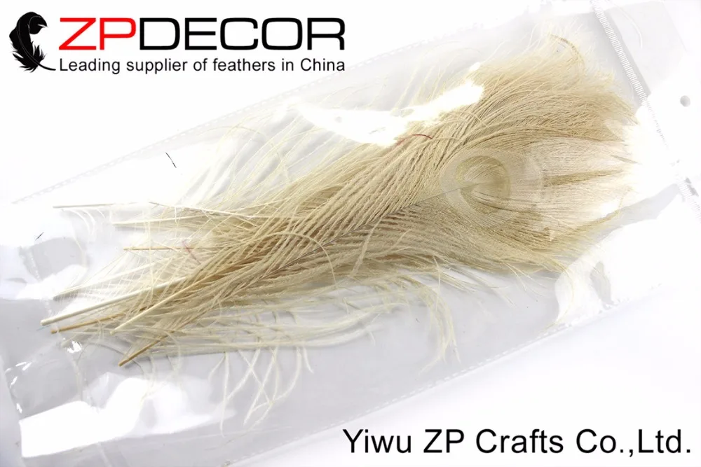 

ZPDECOR 50pcs/lot 25-30cm(10-12inch) Hand Select Beautiful Decolorizing Ivory Dyed Peacock Feather for Carnival Decoration