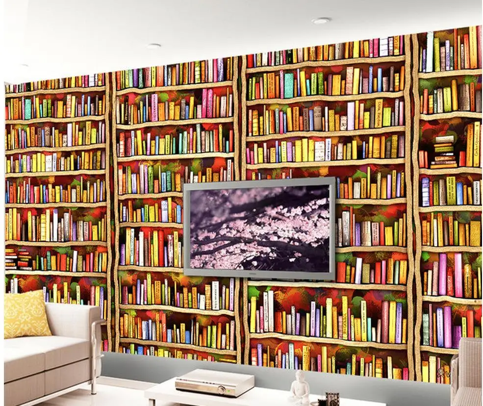 Пользовательские 3d обои пространство книжная полка фон стены гостиной на заказ