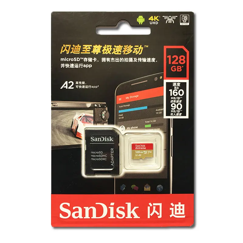 Карта памяти SanDisk MicroSD 64 Гб 128 ГБ, флеш-карта памяти 16 ГБ 32 ГБ U1/U3 C10, TF карта 200 ГБ 256 ГБ UHS-I A1/A2 V30 SDXC 400 гб 4K Full HD