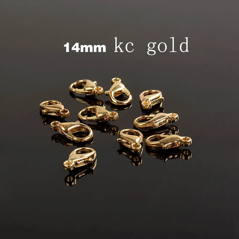 kc gold 14 50 шт. 10/12/14/16 мм Серебряный угольно-черный золотой застежками для изготовления ювелирных изделий Цепочки и ожерелья застежка Разъем Браслет "сделай сам" конец Крючки - Цвет: kc gold 14
