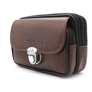 Мужская поясная сумка на мобильный телефон, коричневый цвет, с застежкой, на молнии, портмоне, мужские кошельки, сумка, повседневные поясные сумки, мужские сумки для денег