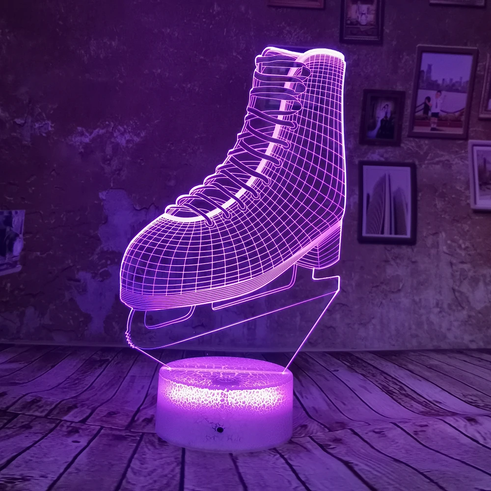 Прямая поставка крутые RGB коньки для льда 3D светодиодный ночник цветной 7 видов