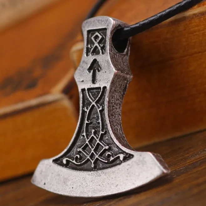 Vintage Nordic топор Perun тотемная подвеска Antique Silver Руна викингов Norse ожерелье