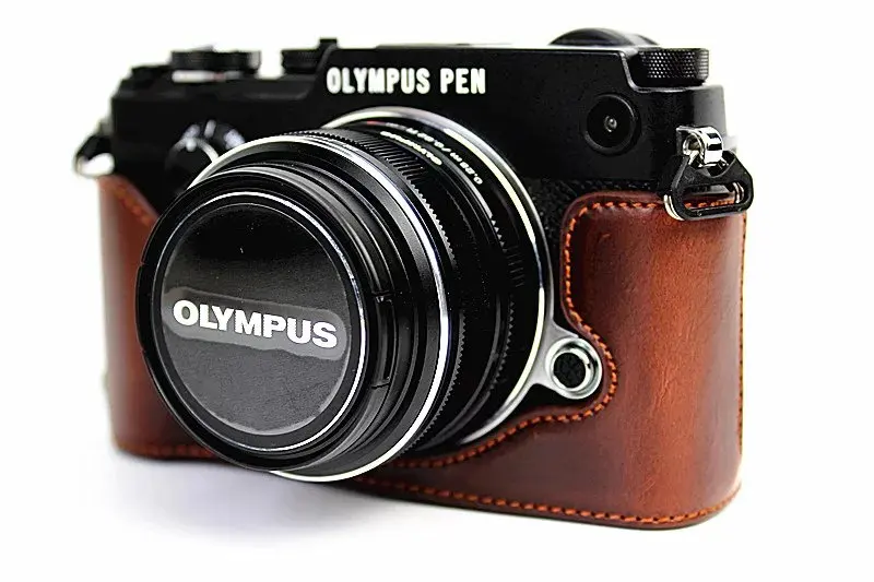 Чехол для камеры из искусственной кожи, сумка на половину корпуса для Olympus Pen-F Pen F PEN-F, сумка для камеры