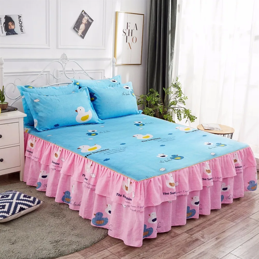 Мягкая хлопковая юбка для кровати детская принцессы взрослых льняные покрывала