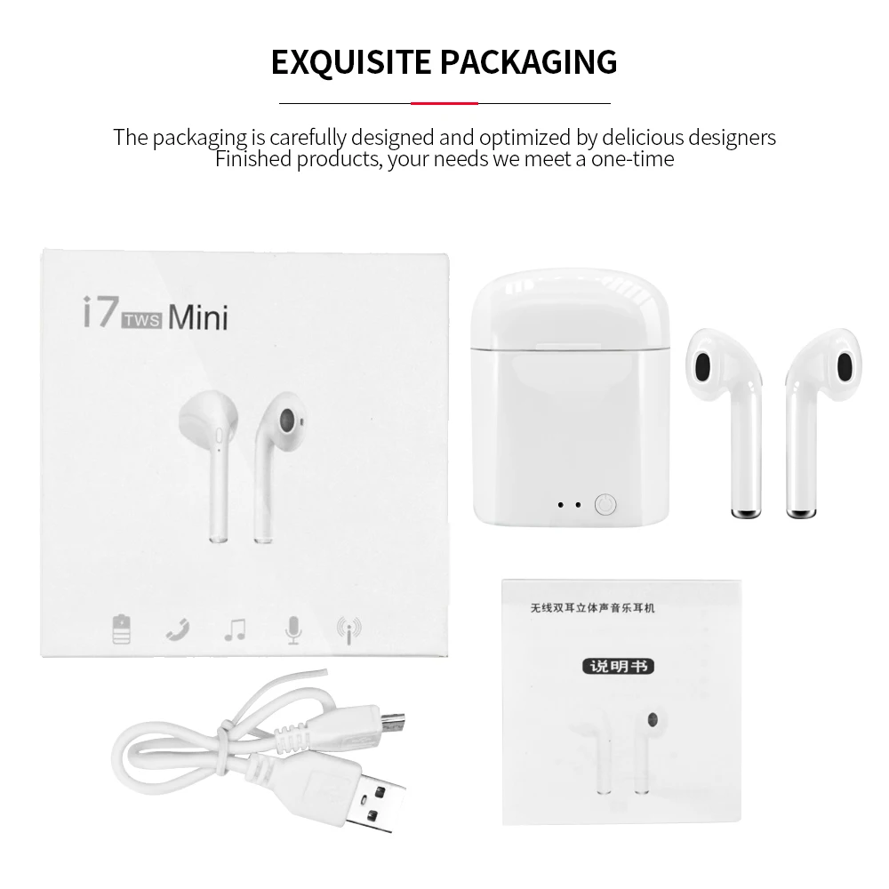 TWS I7MINI беспроводные Bluetooth наушники вкладыши гарнитура микрофон для iPhone Samsung Huawei