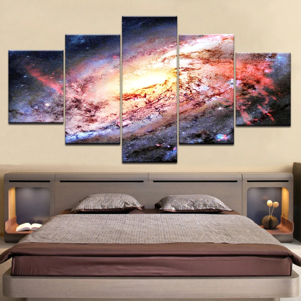 5 шт. Wall Art Холст Картина HD с принтом Вселенной Блестящий Galaxy украшения дома Плакат