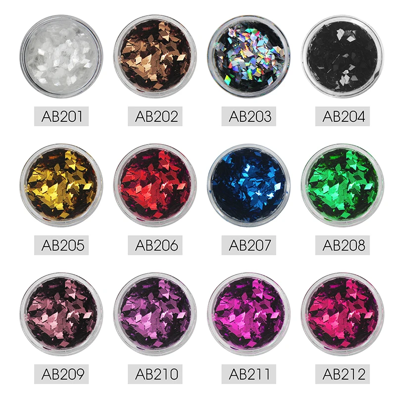 Hutation ногтей сверкающих 1 коробка зеркало блеск для Идеальный голографический 12