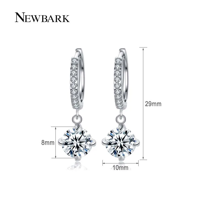 NEWBARK Luxury Silver Color Drop Earrings With Zircon Stone Anti-allergic Long Dangle Earring Women Birthday Gift Bijouterie | Украшения и