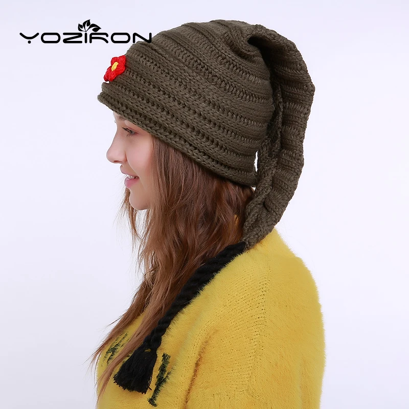 YOZIRON Новый Для женщин хвостик Шапка бини осень зима длинными Скорпион Skullies теплые