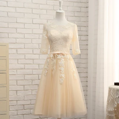 Robe de soiree vestido de festa серое ТРАПЕЦИЕВИДНОЕ длинное платье с аппликацией Элегантные платья подружки невесты Выпускной вечер вечерние платья - Цвет: Champagne Medium