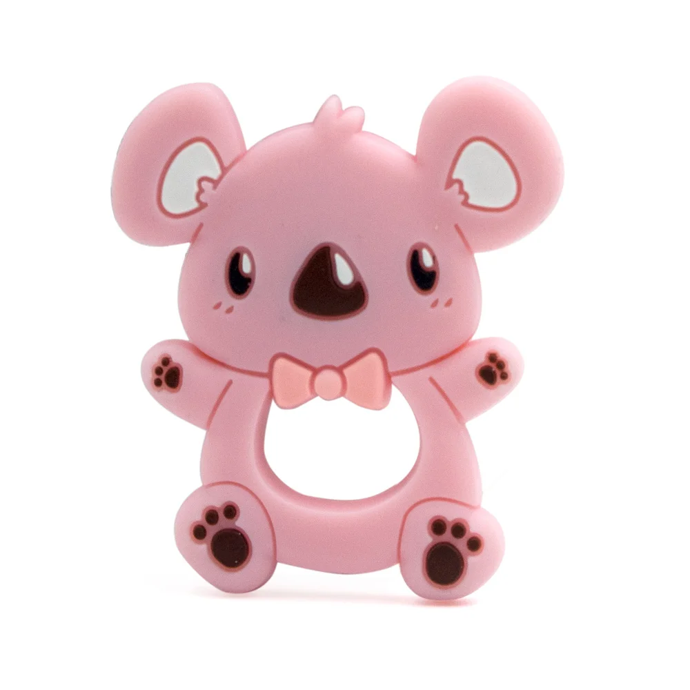 candy pink 1 шт., силиконовый Прорезыватель для зубов, животное, серая коала, бусина, пищевая, без бисфенола, для прорезывания зубов, жевательные подвески, силиконовый прорезыватель, бусина, игрушка в подарок - Цвет: candy pink
