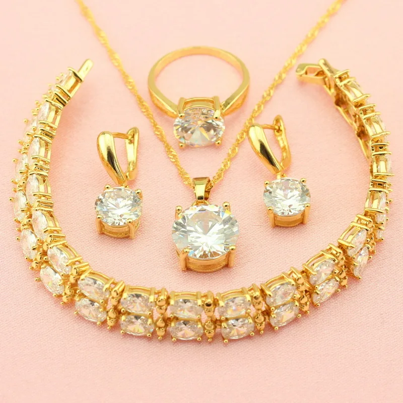 Женский ювелирный комплект из колье серёг кольца и браслета|colorful jewelry sets|jewelry sets for