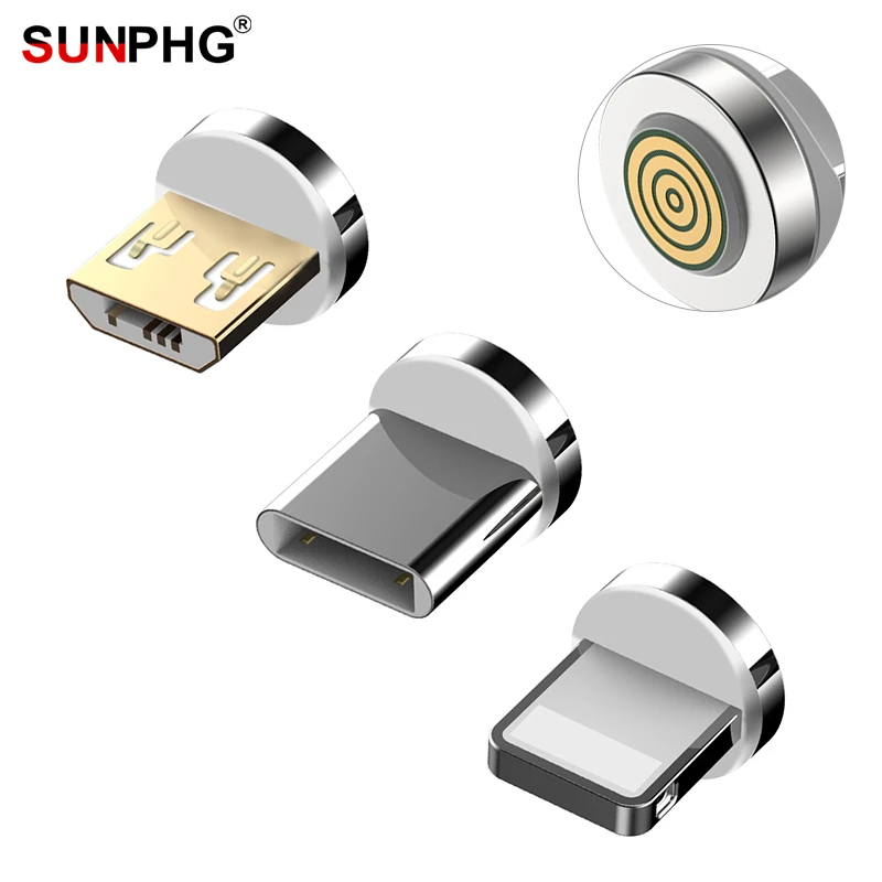 Магнитные заглушки SUNPHG для кабеля круглые наконечники Type C Microusb зарядного 12 го