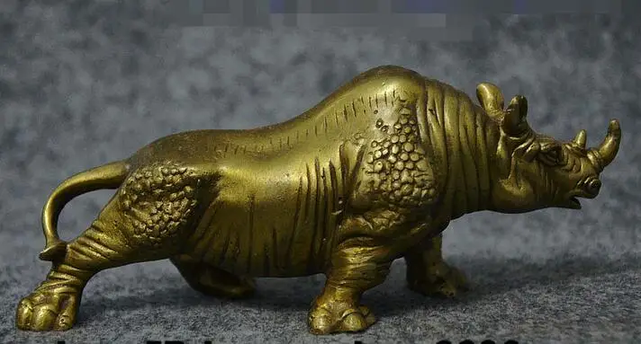 6 &quotСтарый китайский латунный по феншуй благоприятный богатство носорога