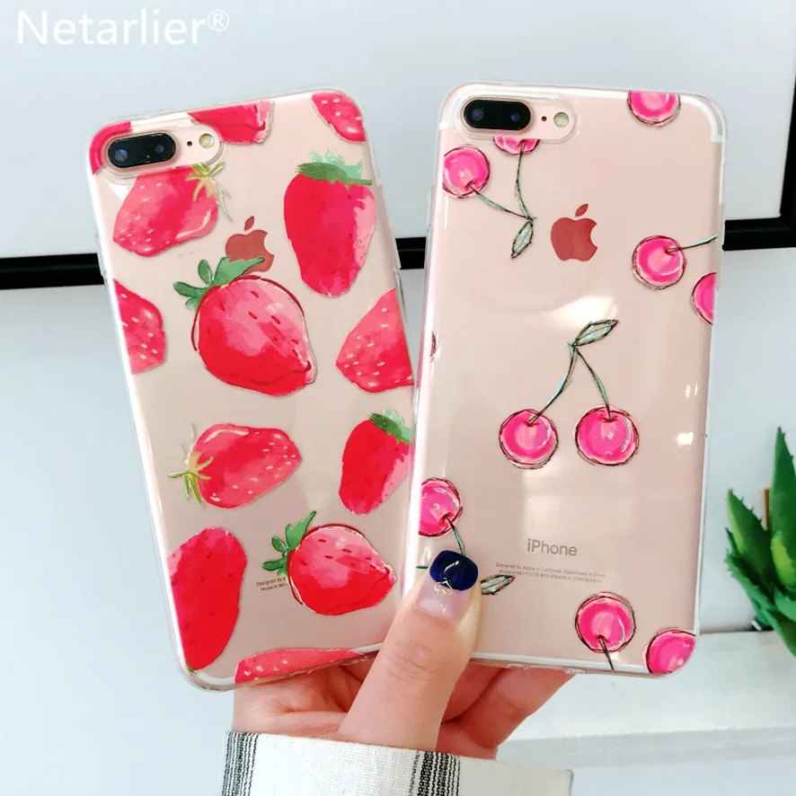 Netarlier модные летние фрукты чехол для iPhone 6 6s Глянцевая Симпатичные Вишневый