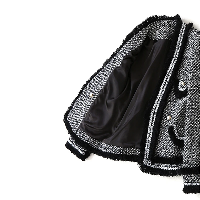 Серая шерстяная твидовая куртка осень/зима 2020 Женское пальто от кутюр