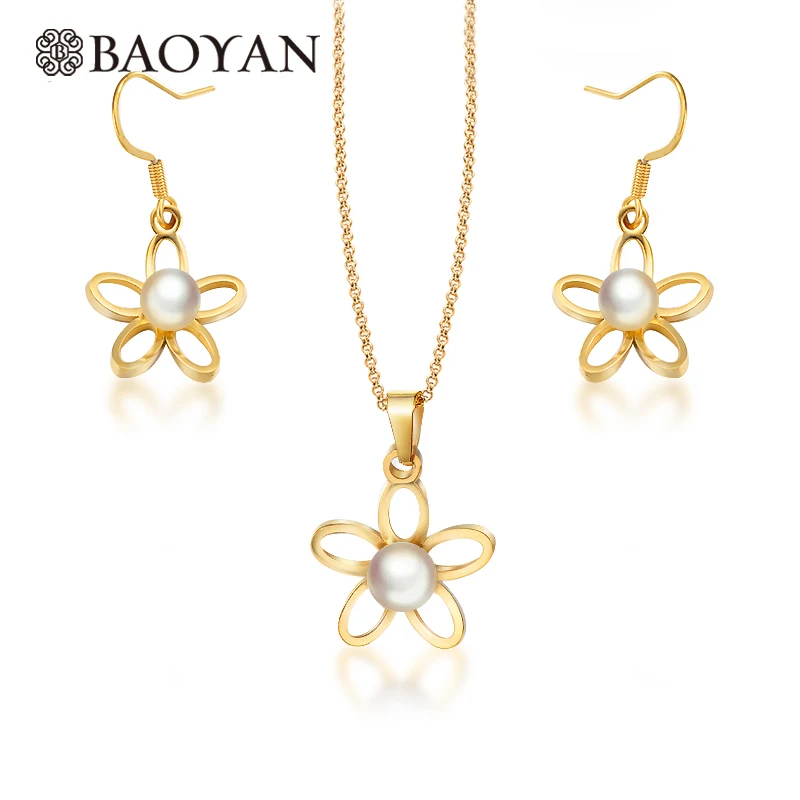 Baoyan цветок сливы ювелирные изделия из нержавеющей стали женские свадебные