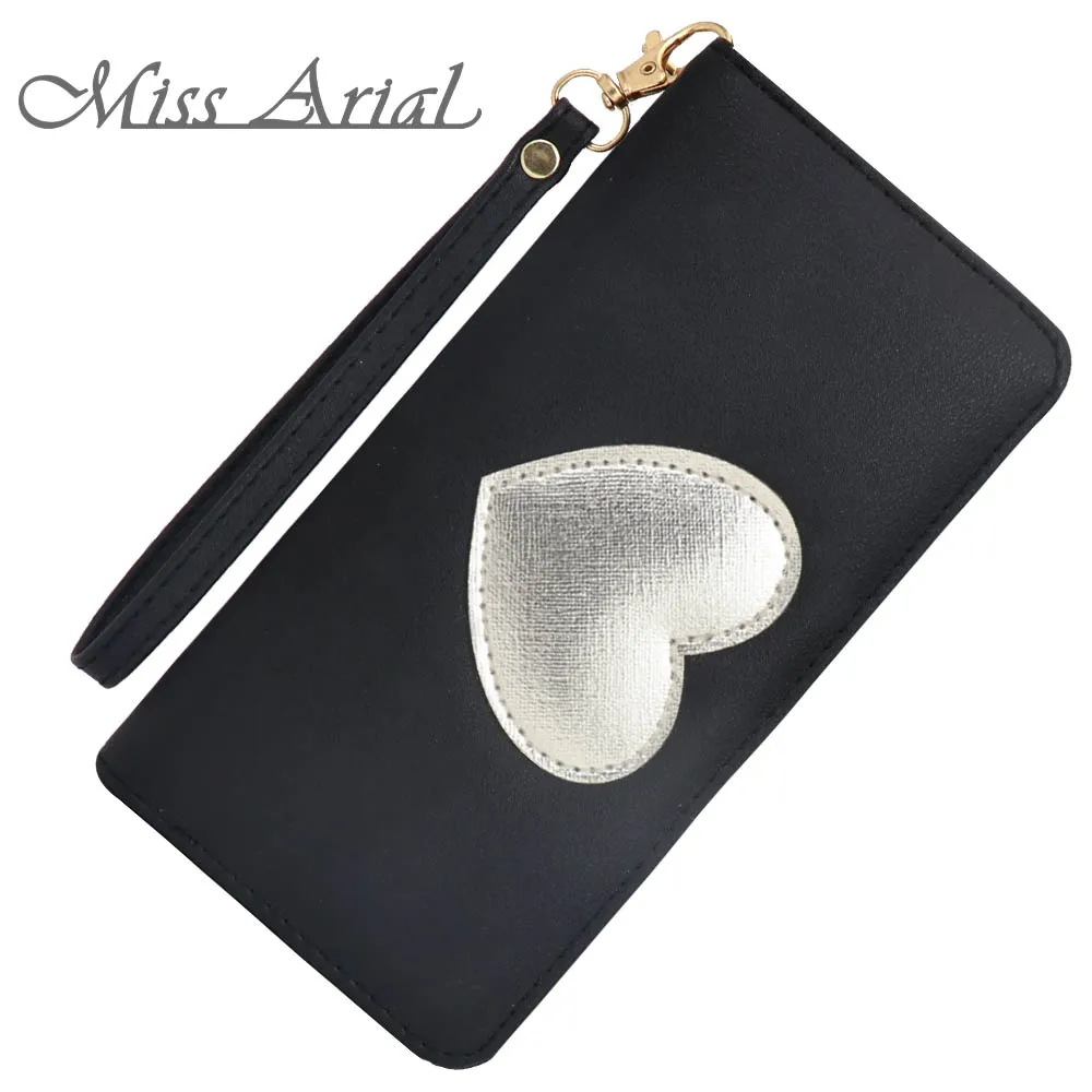 Длинный кошелек на молнии с сердцем женские кошельки Женский для телефона