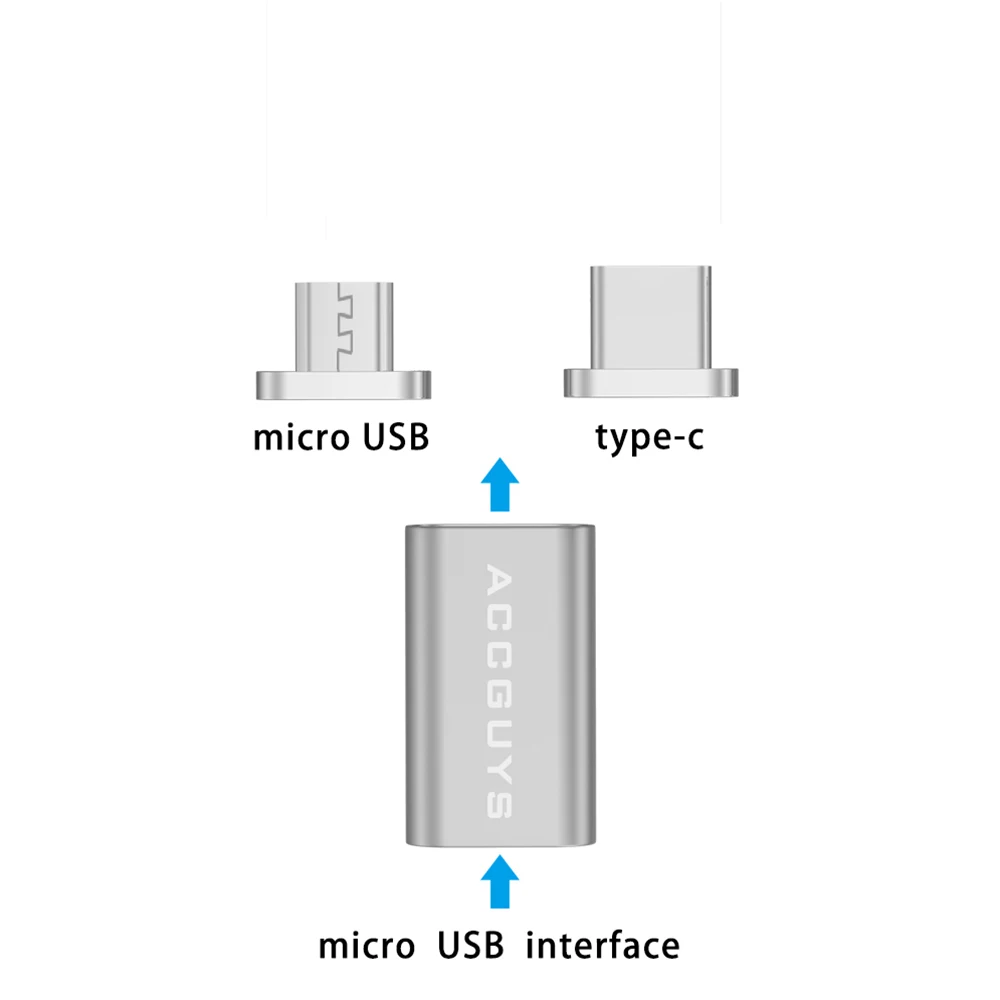 micro to micro typeC ACCGUYS Магнитный адаптер разъем для зарядки для iPhone USB кабель Micro USB-C type C OTG зарядное устройство для samsung Xiaomi huawei - Цвет: micro to micro typeC