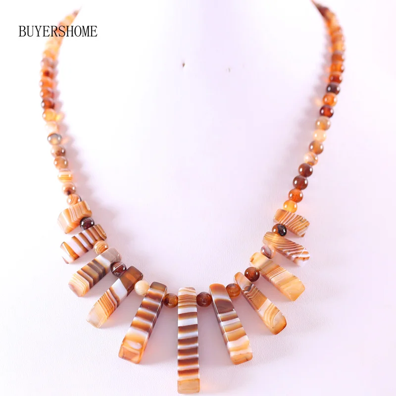 Brown Veins Agate Новые Модные ювелирные изделия без ярлыков Бусы из натурального камня песчаник опал азурит Малахит ожерелье 1" 1 шт - Окраска металла: Brown Veins Agate