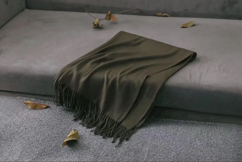 dark army green Роскошный шарф, однотонный кашемировый шарф, кашемировый шарф из пашмины, женская накидка, пончо, шали и шарфы, зимняя кашемировая шаль, бандана - Цвет: dark army green