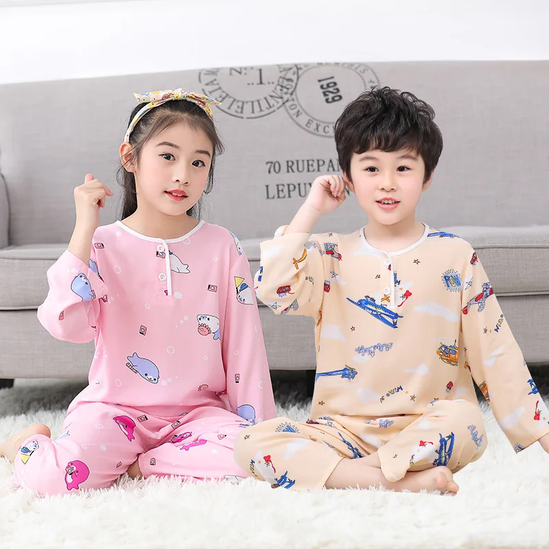 Summer new children's pajamas cute cartoon boys air conditioning home clothes long-sleeved pants suit 9425 |