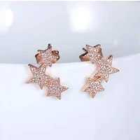 tjp top quality silver plated earrings for women jewelry lady fashion rose gold crystal star stud earrings girl christmas