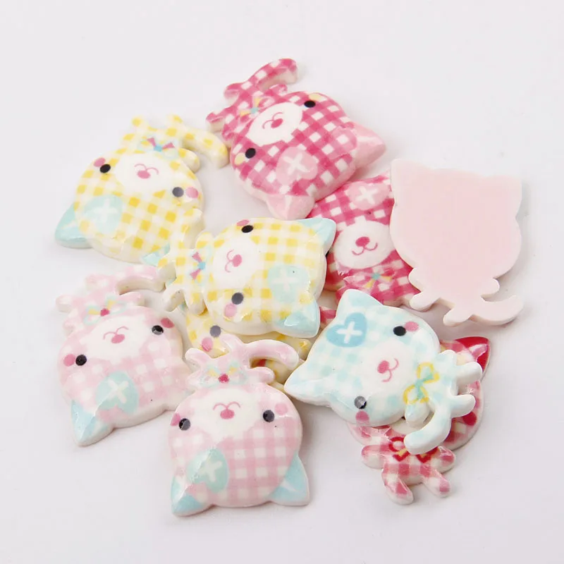 50 шт./лот мультяшный планарный клетчатый милый котенок кошка резиновая плоская