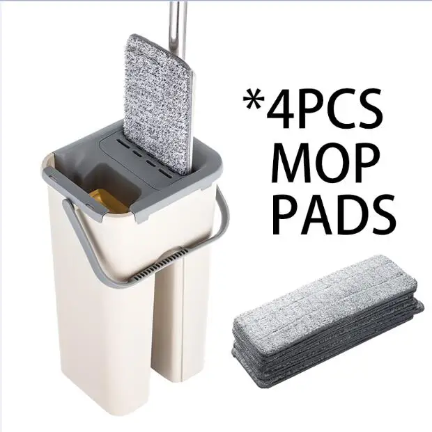 4pcs mop cloth Швабра и ведро для мытья пола без рук - Цвет: 4pcs mop cloth