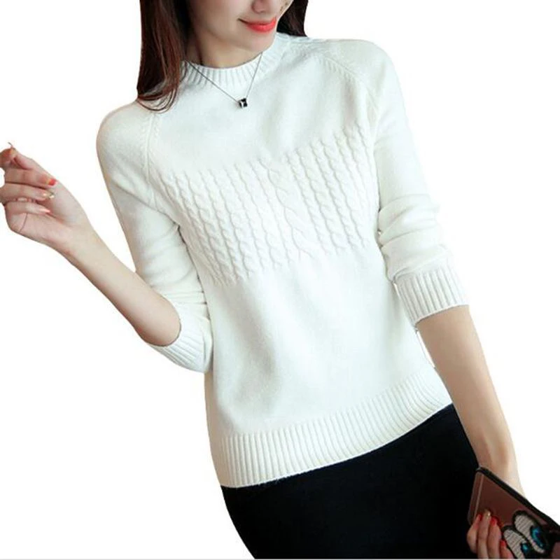 2019 Autumn Winter Knitted Sweater Women Sweaters And Pullovers Female Crochet Jumper Pull Femme Black White | Женская одежда