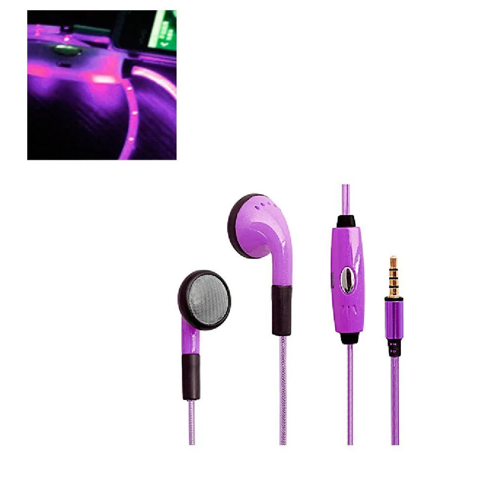 Спортивные наушники вкладыши с подсветкой импульсный кабель спорт светится в