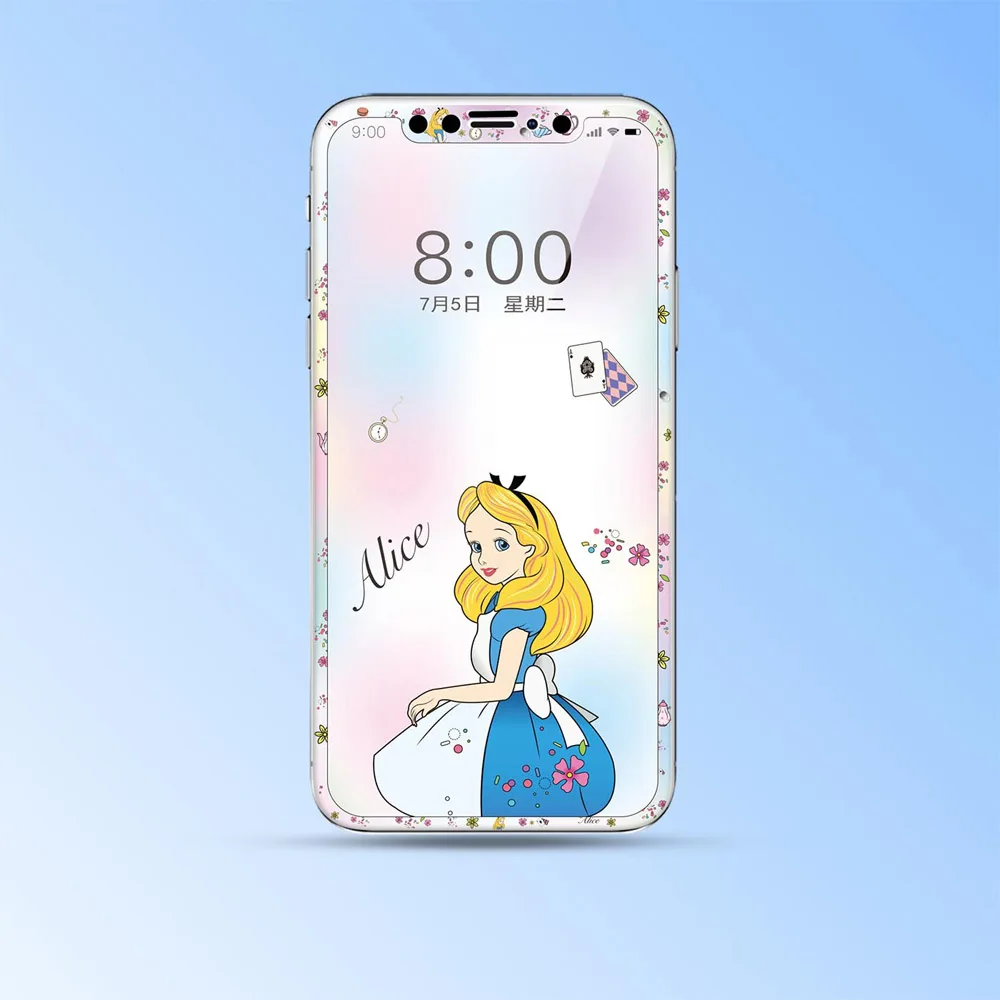 Мультяшный протектор экрана для iPhone X XS Max XR закаленное стекло мышь собака милый полное покрытие принцесса 3D изогнутое окаймление стеклянная пленка SJ21 - Цвет: HV15