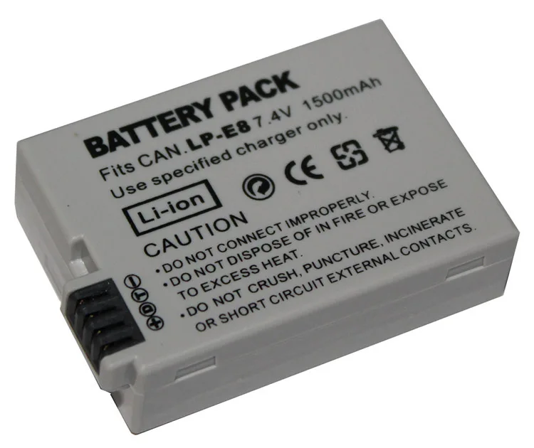 2pcs/lot 1500 mAh LP-E8 LP E8 Replacement Batteries Rechargebale LI-ion LPE8 Battery Pack For Canon 550D 600D 650D 700D | Электроника