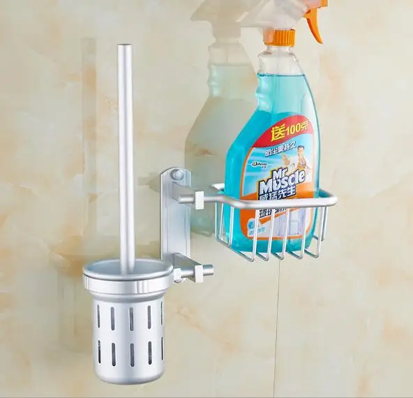 

1PC Multifunctional Space Aluminum Toilet Brushed Holder With Storage Basket NG 006