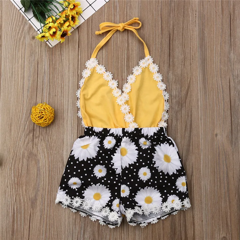 Детская одежда для маленьких девочек комбинезон в стиле бохо с цветочным принтом