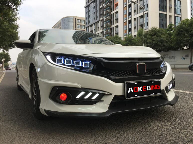 AKD автомобильный Стайлинг для Civic X Фары- Civic светодиодный фонарь DRL Hid опция Головной фонарь Ангел глаз луч аксессуары