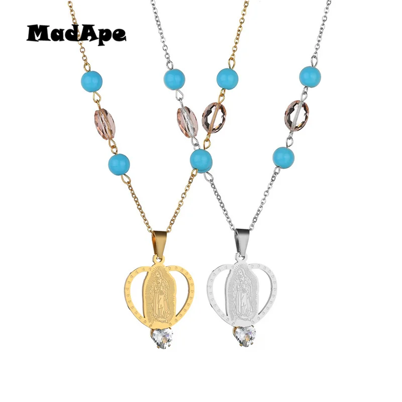 MadApe 2019 рождественское ожерелье из нержавеющей стали с изображением девы Марии