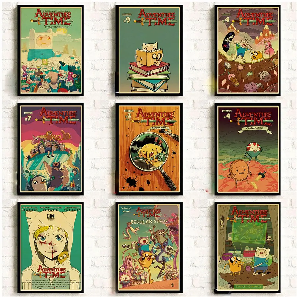 Adventure Time with Finn and Jake Vintage Poster Cartoon Posters Prints Art Cute Wall sticker For Kid's room Home Decor | Дом и сад